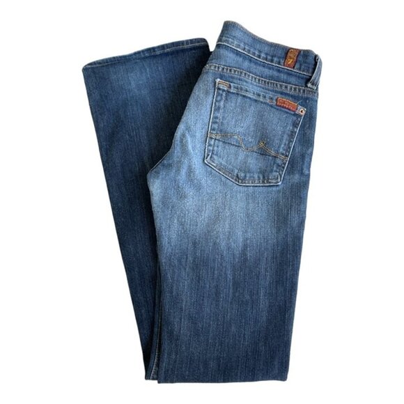 7 For All Mankind Boy Cut Low-Rise Button-Fly Ladies Jeans - Size 27 - Picture 3 of 7